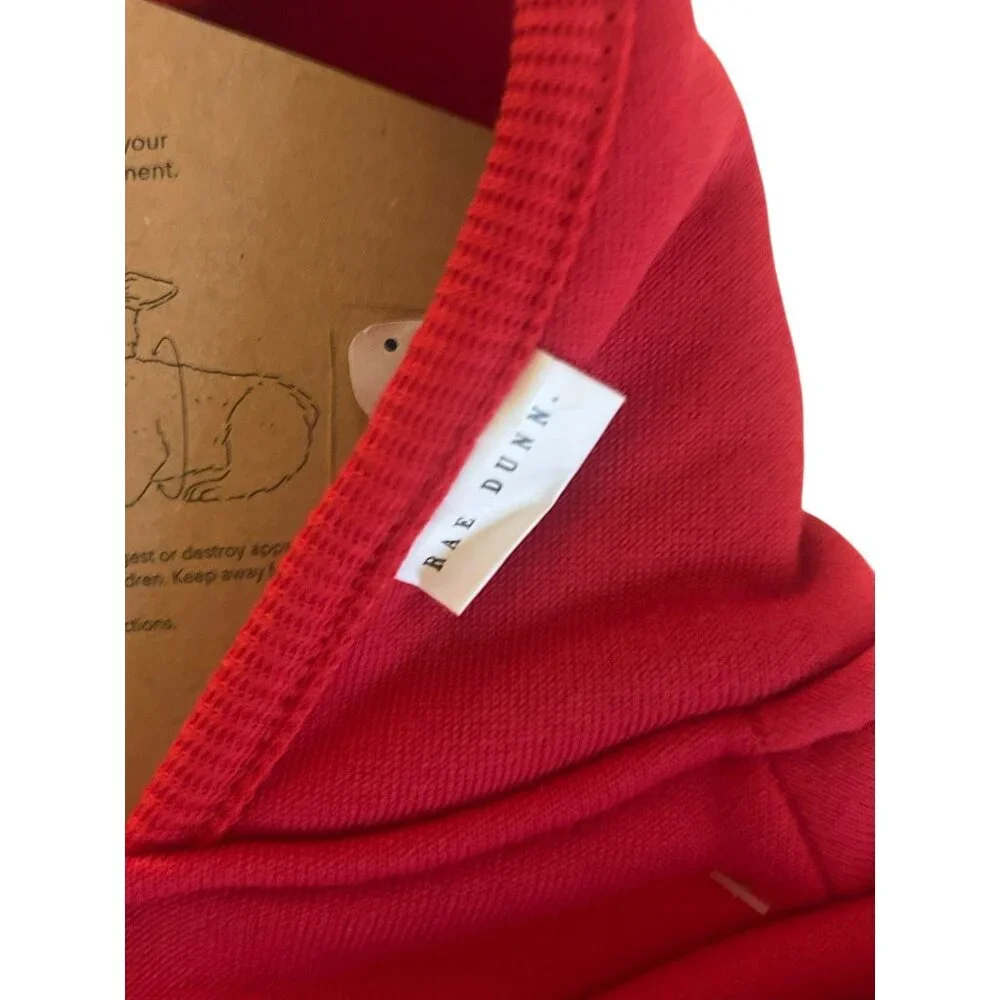 Rae Dunn Pet Dog Hoodie Sweatshirt Clothing Red “Santa’s Paw's SZ. MED New